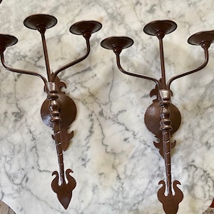Wrought Iron Candelabra Wall Sconces: Boho Gothic Candle Holders