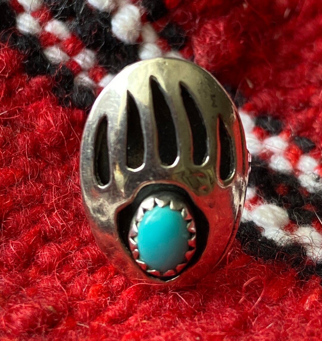 Vintage Sterling Silver Navajo Bear Claw Badger Claw Ring Etsy De