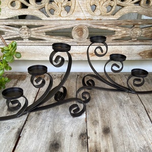 vintage black wrought iron candelabra 3 candle holder gothic spanish revival