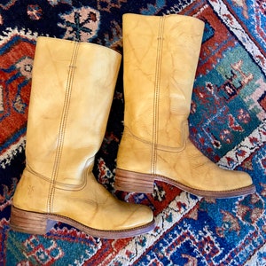 FRYE campus boots leather  wood heel Mens 10 M