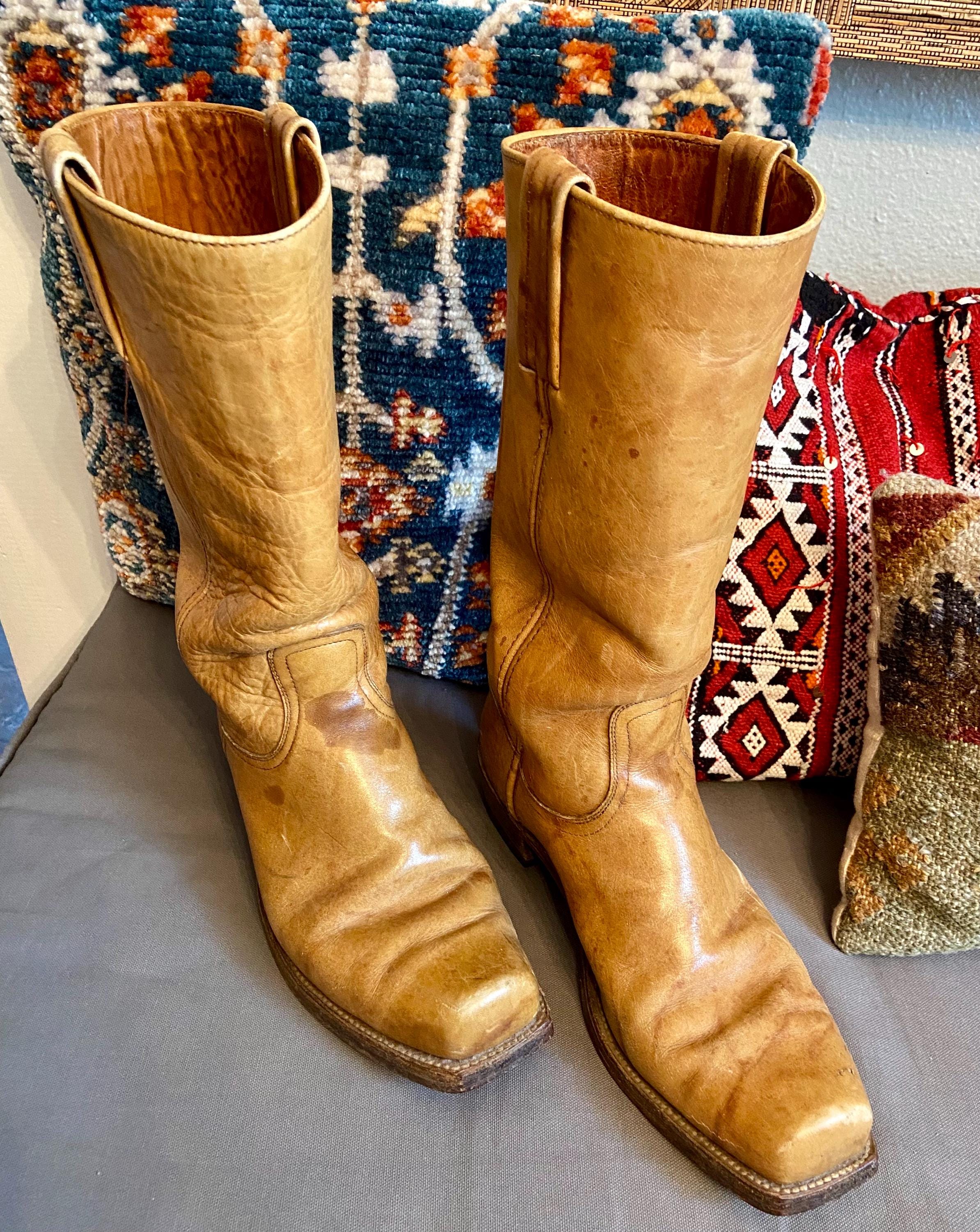 Vintage Distressed FRYE Black Label Campus Boots Banana  display picture 1