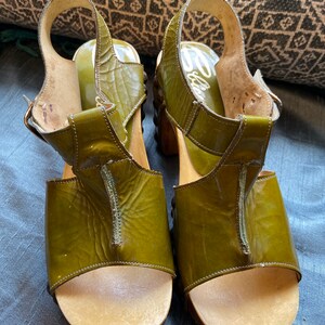 Vintage Olive Green Studded Wooden Platform Shoes by Sbicca - Etsy
