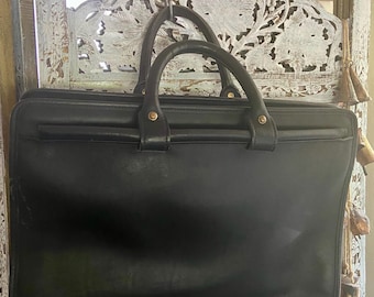 【希少】OLD COACH Dulles Bag leather black Coach Black Leather Duffle Travel Overnight Bag Silver Hardware