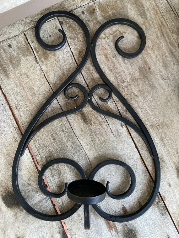 Black wrought iron wall on sale sconces for candles