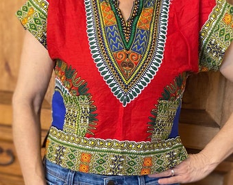 dashiki shirt red cropped small