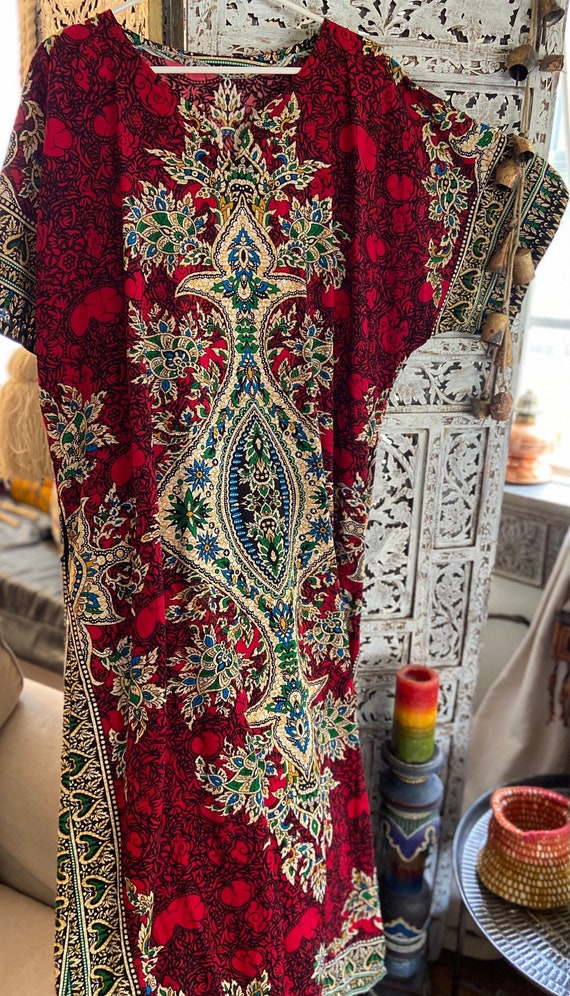 Vintage Dashiki red dress Caftan Kaftan African p… - image 5