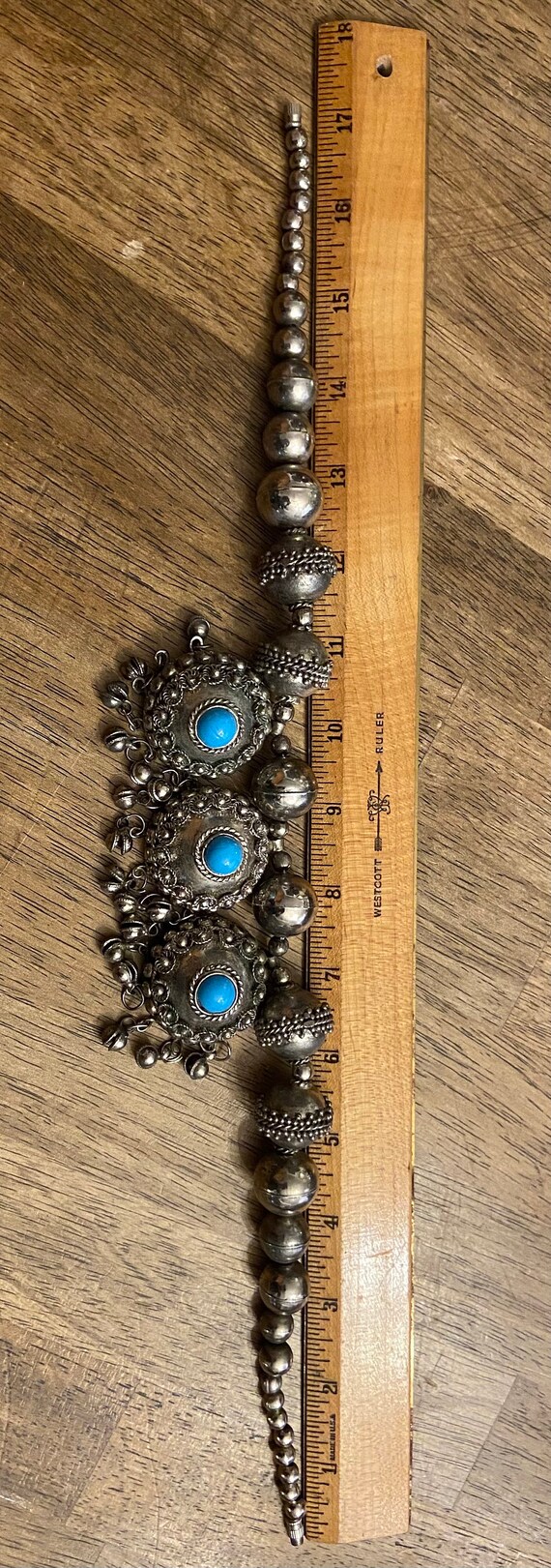 indian ethnic large silver beaded necklace - image 3