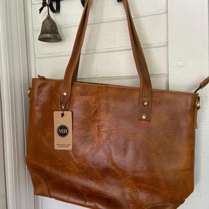 Bolso tote grande para portátil MH Leather marrón desgastado