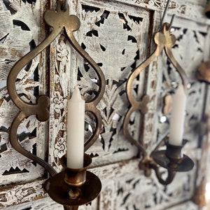 pair of brass candle sconces candelabra wall boho farmhouse decor candle holders