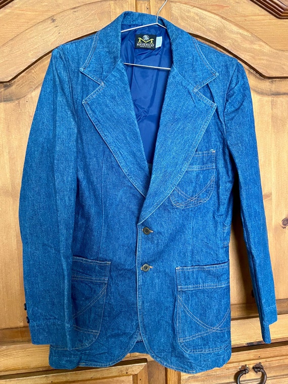 Vintage 70s Maverick denim jeans mens blazer jack… - image 1