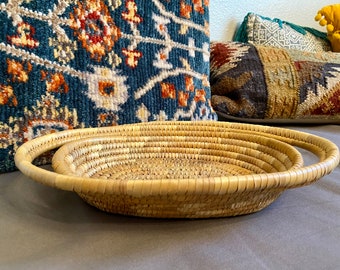 Beautiful handled basket coil basket woven basket natural  tan