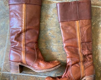 Vintage FRYE Campus Brown Boots/square Toe/made in Usa/men display picture 2