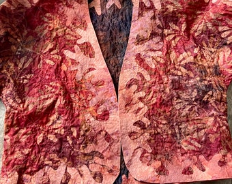 Beautiful ooak handmade applique' cropped  jacket bolero style fall colors batik