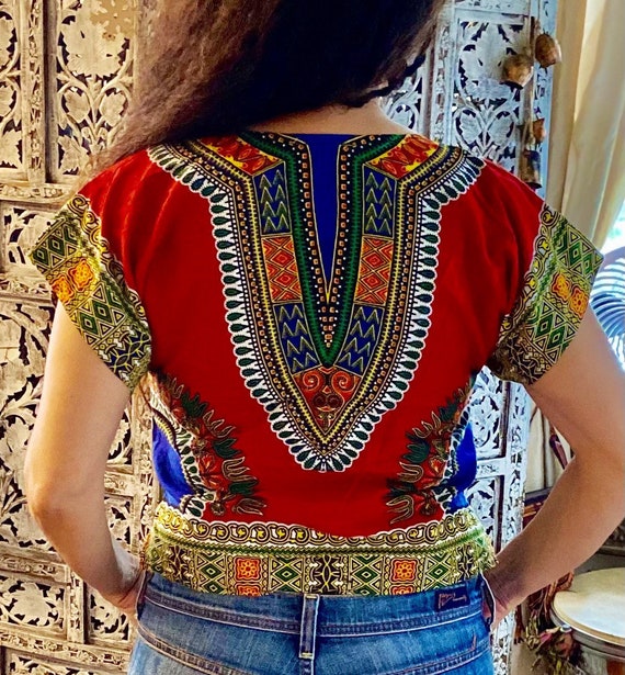 dashiki shirt red cropped small - image 2