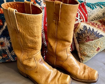 Vintage distressed FRYE Black Label campus boots banana leather square toe  Mens 12