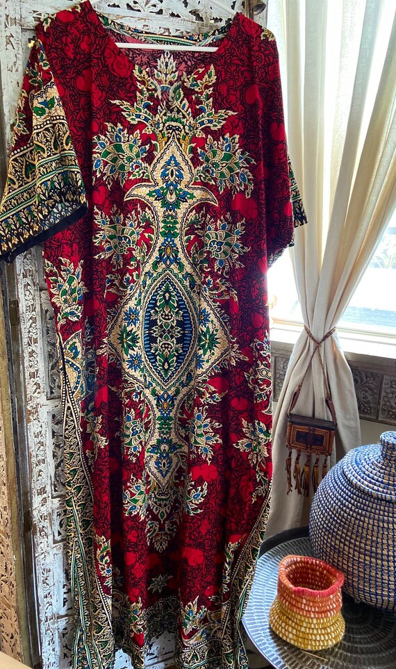 Vintage Dashiki red dress Caftan Kaftan African p… - image 2