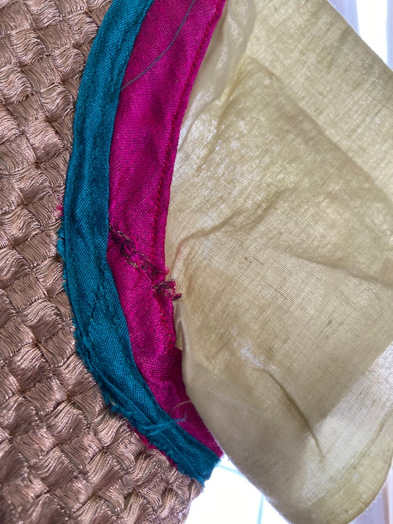 Khaki turquoise,fuschia & gold indian cotton  dre… - image 7