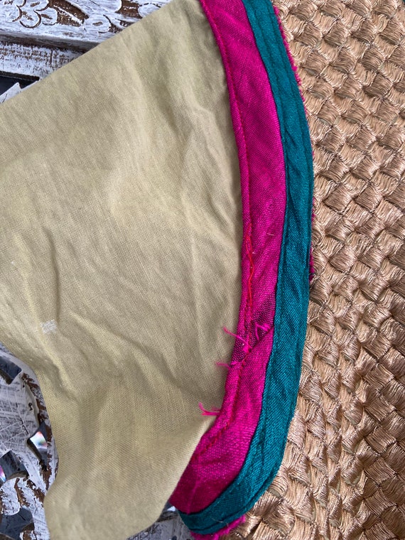 Khaki turquoise,fuschia & gold indian cotton  dre… - image 8