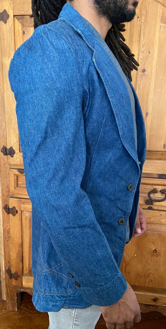 Vintage 70s Maverick denim jeans mens blazer jack… - image 10