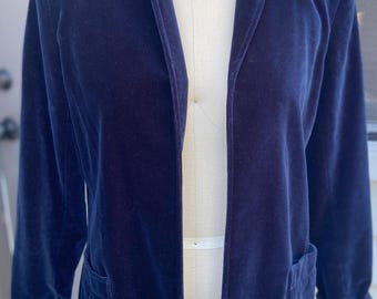 Vintage Check Point  cotton velvet jacket in blue womens 11/12