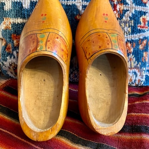 Genuine vintage dutch wooden clogs, wooden shoe klompen wood decor holland unisex handcarved