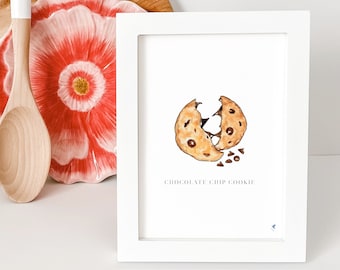 Chocolate Chip Cookie Art Print: Kitchen Wall Decor (5x7)