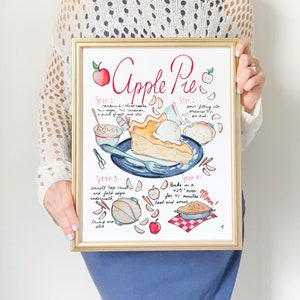 Apple Pie Recipe Art Print: Kitchen Baking Decor