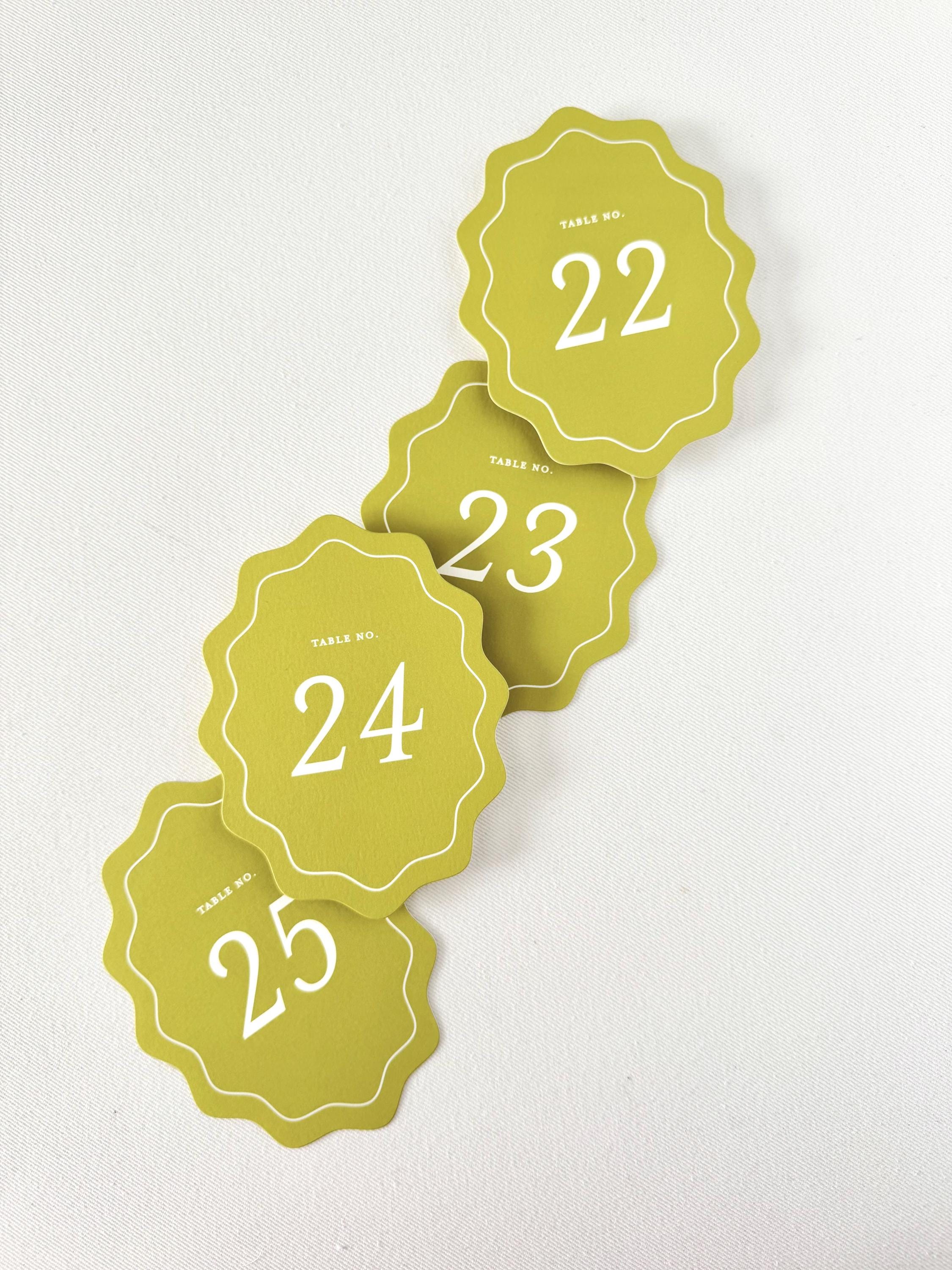 Wavy Edge Wedding Table Numbers: Elegant Script, Coastal Reception - Etsy