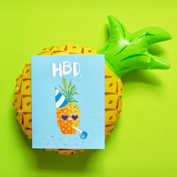 Items similar to Pineapple Birthday Greeting Card, Funny Birthday Card