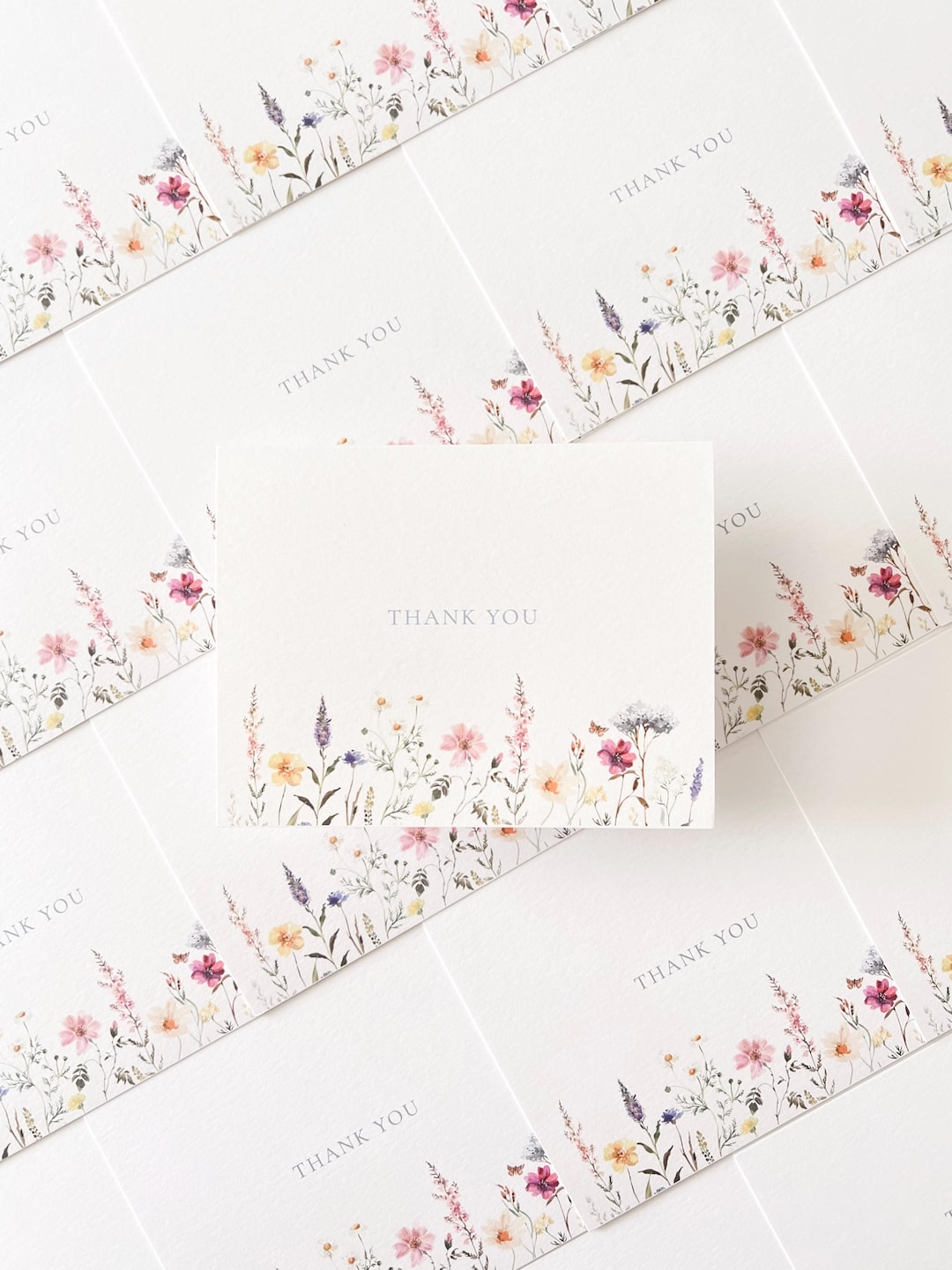 Wildflower Wedding Thank You Cards With Envelopes - Etsy