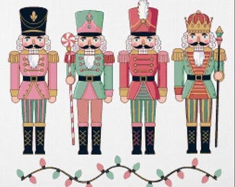 Patrón de punto de cruz navideño del Cascanueces: Decoración festiva para las fiestas (Descarga digital en formato PDF, compatible con archivos PDF)
