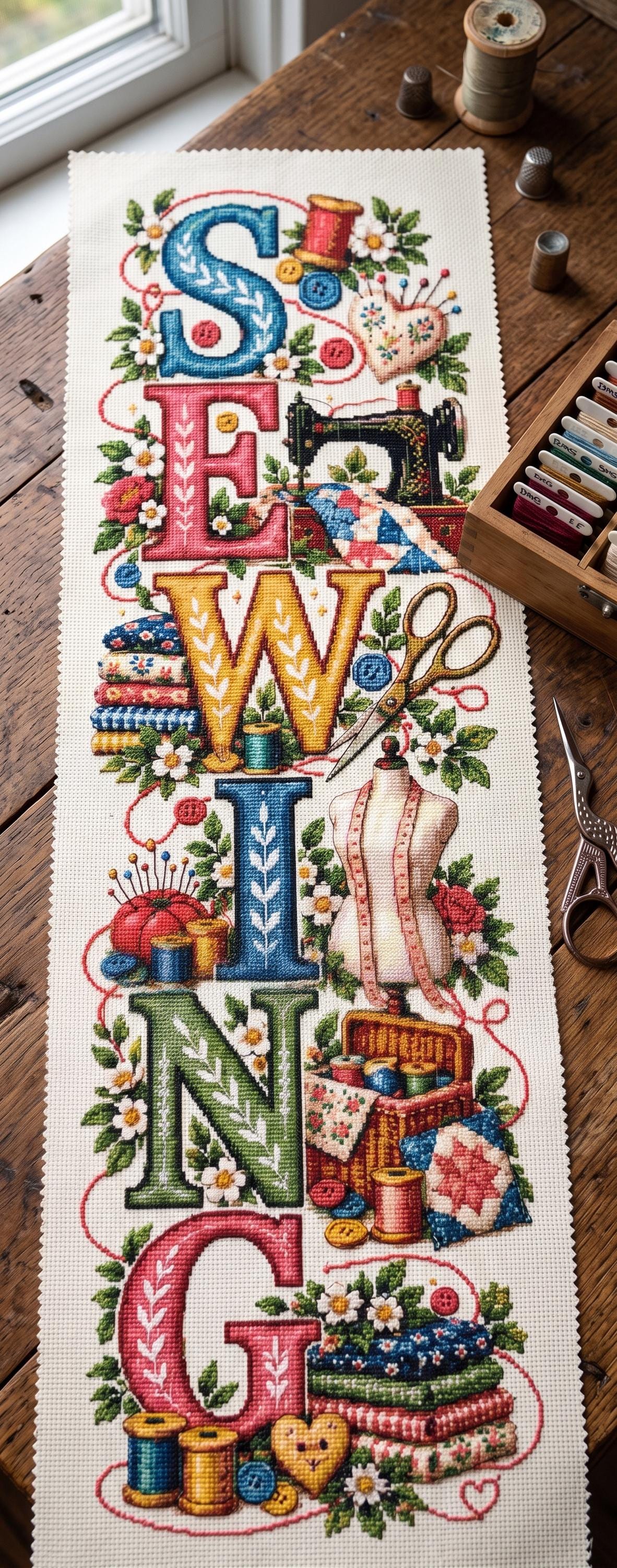Vintage Stitched Sampler - Etsy