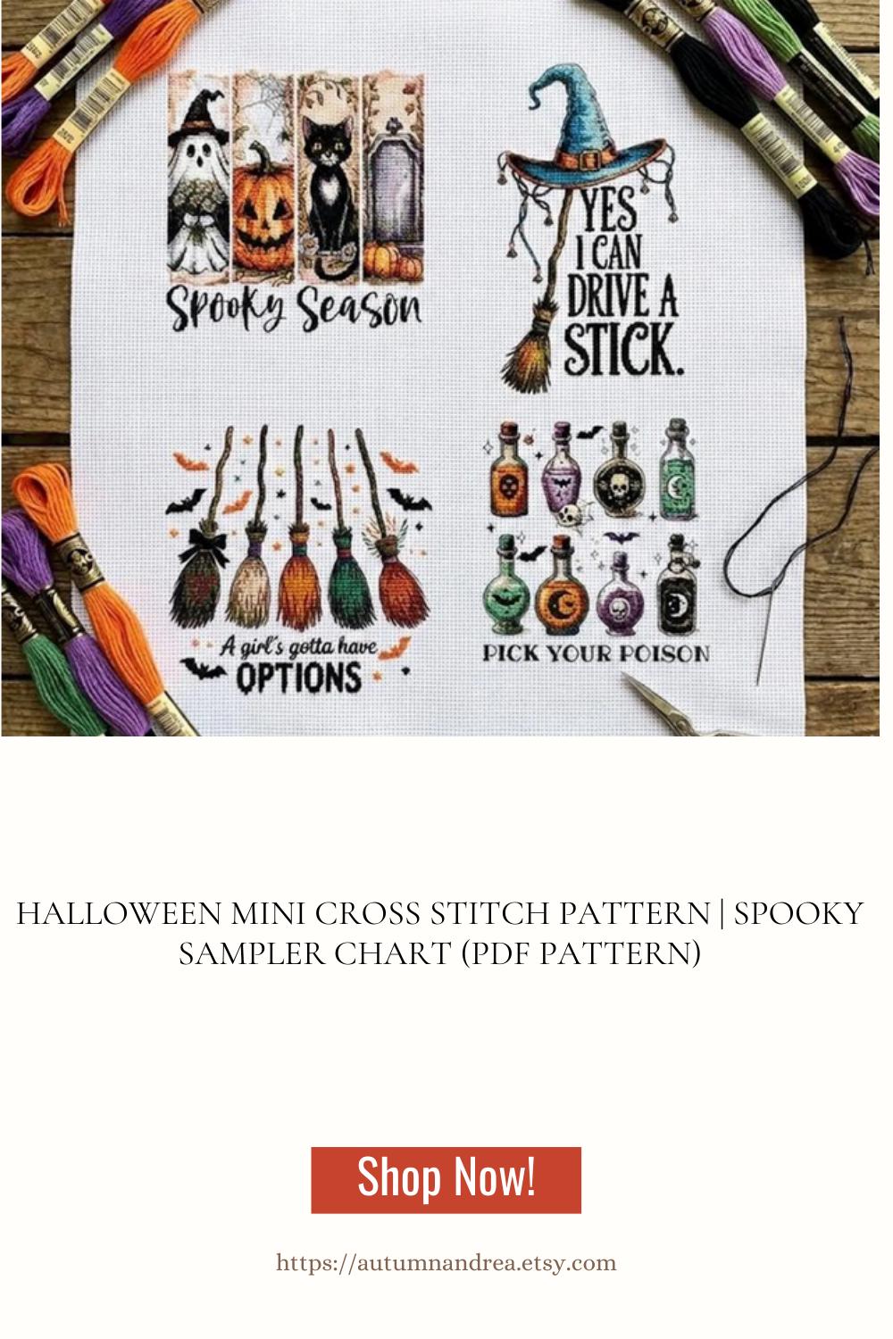 Value Pack Halloween Cross Stitch Pattern | Spooky Sampler Chart (PDF ...