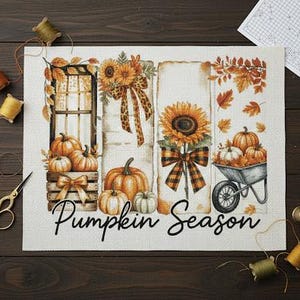 Pumpkin Season Counted Cross Stitch PDF Pattern Keeper | Fall Farmhouse Autumn Decor