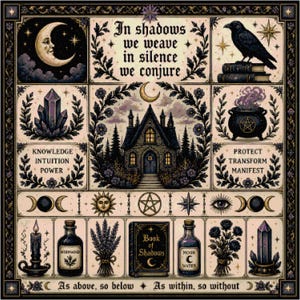 Gothic Mystic Sampler Counted Cross Stitch PDF Digital Download Witchcraft Boarder