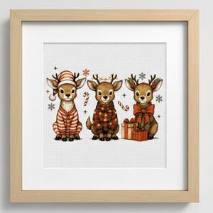 Reindeer Cross Stitch Pattern: Festive Christmas Deer Trio (Digital PDF)