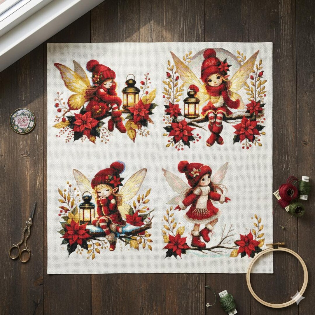 Four Christmas Fairies Counted Cross Stitch Pattern PDF Set - Etsy