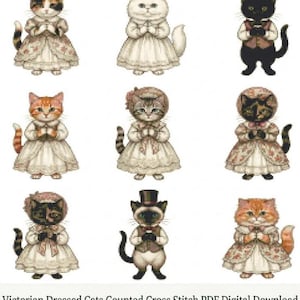 Victorian Dressed Cats Counted Cross Stitch PDF Digital Download Page 4 *New