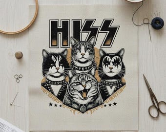 Schema punto croce per gatto rock band HISS: divertente felino punk (compatibile con PDF Pattern Keeper)