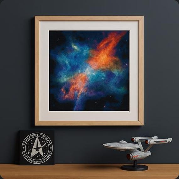 Galaxy Nebula Cross Stitch Pattern: Large Cosmic Embroidery (PDF