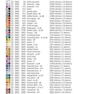 Pode incluir: Um documento de padr&atilde;o de ponto cruz intitulado No Title por Autumn Andrea. Lista um tamanho de grade de 168W por 491H, uma &aacute;rea de design de 28,85 cm por 87,81 cm e uma legenda detalhada das cores de linha DMC e necessidades.