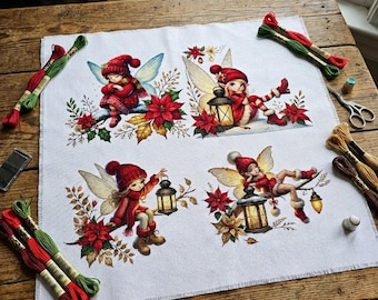 Christmas Fairies Cross Stitch Pattern | Winter Holiday Pixie (PDF Chart)