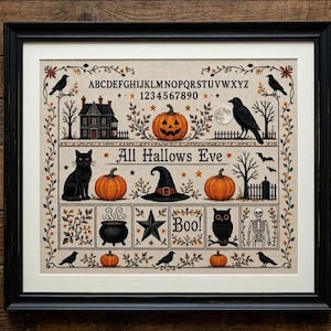 All Hallows Eve Sampler Counted Cross Stitch PDF Digital Download