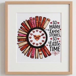 So Many Love Stories Cross Stitch Pattern - Book Lovers Clock Design ~ digitale pdf-download
