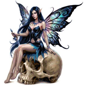 Gothic Fairy on Skull Counted Cross Stitch PDF Digital Download