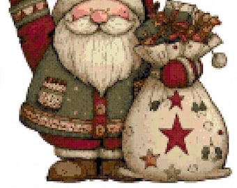 Patrón de punto de cruz vintage de Papá Noel, Jolly St. Nick (patrón en PDF)