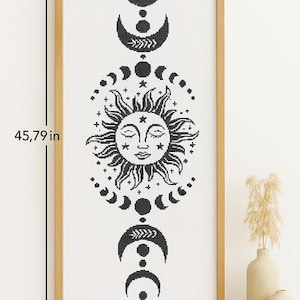 Moon Phase Sun Celestial Cross Stitch Pattern PDF | Counted Embroidery Design for Pattern Keeper