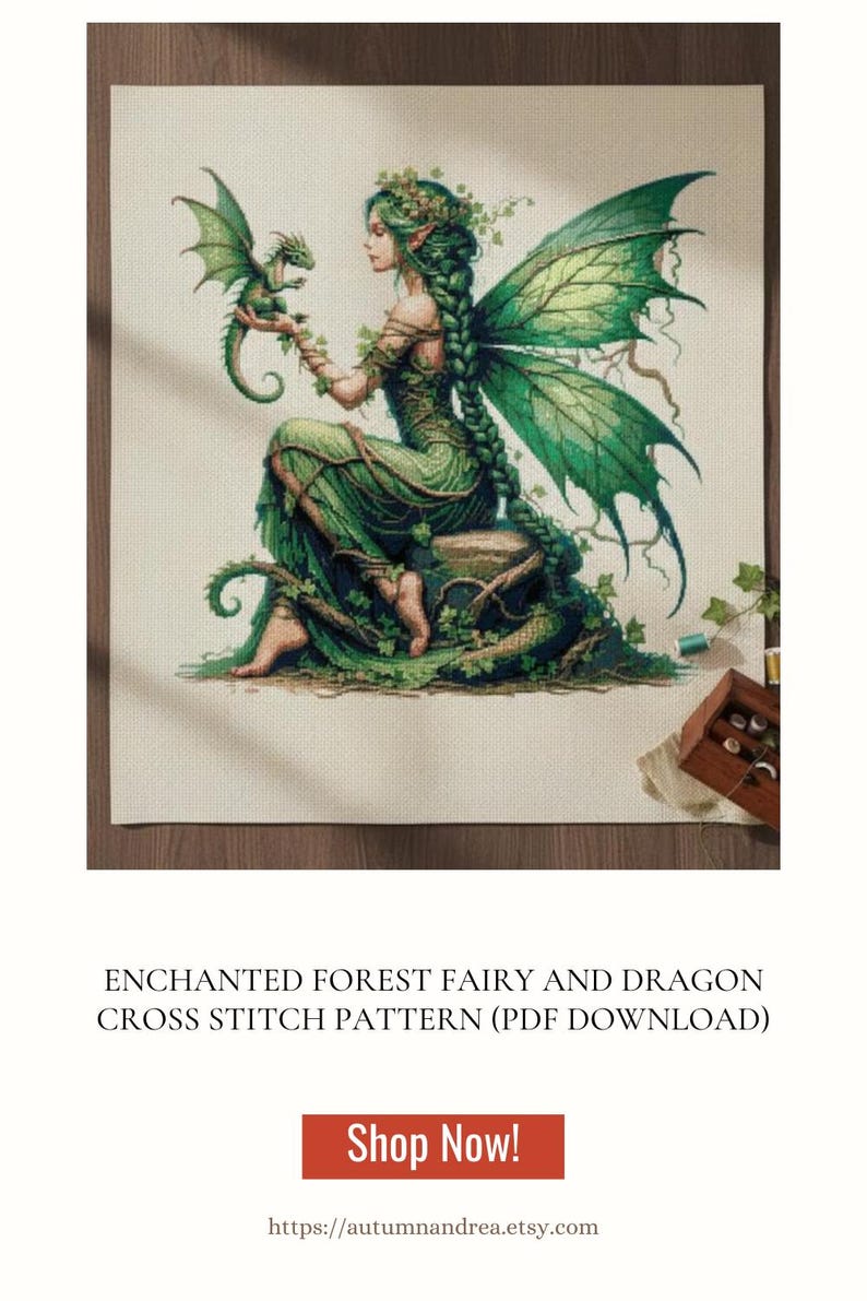 Enchanted Forest Fairy and Dragon Cross Stitch Pattern (PDF Download ...