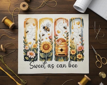 Sweet Bee Cross Stitch Pattern: Floral Beehive Embroidery (PDF Pattern Keeper Compatible Digital Download)