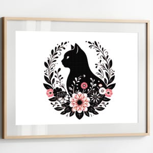 クロスステッチパターン 数えられた黒猫のシルエットチャート - PDFデジタルダウンロード ~ パターンキーパー ~ 刺繍 ~ デザイン